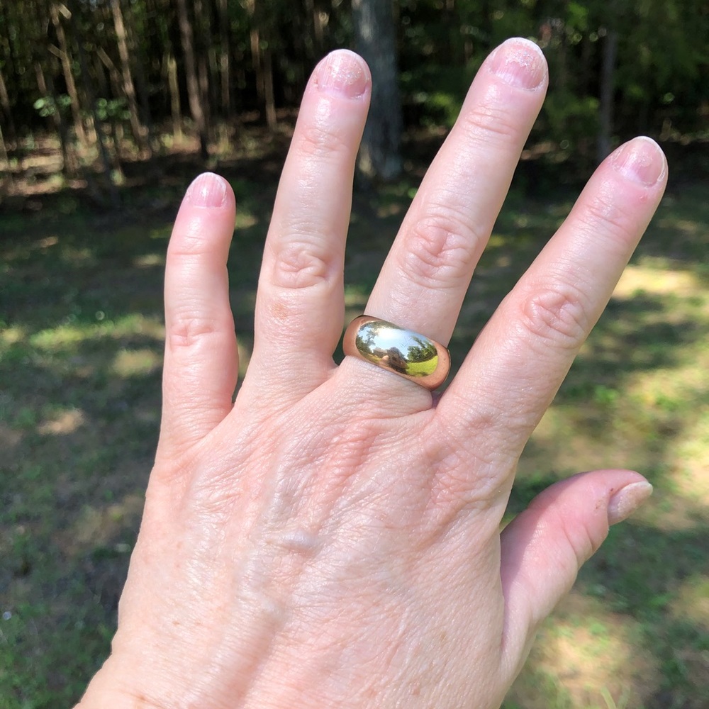 Vintage 18k Heavy Solid Gold Plated Dome Ring